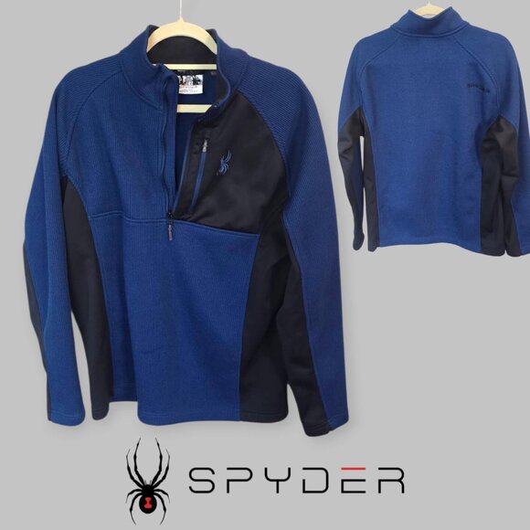 Spyder Half Zip Sweater Gait Knit Navy Pullover Jacket Mens Medium - Picture 1 of 15